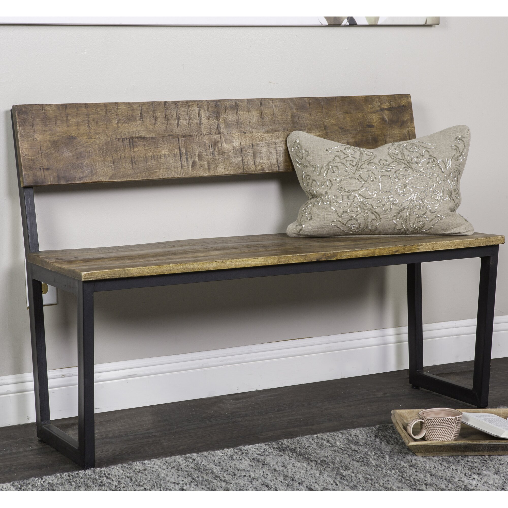 Glenna Wood/Metal Entryway Bench